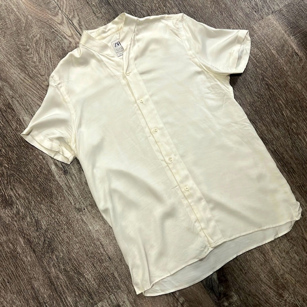 Zara silky button up shirt